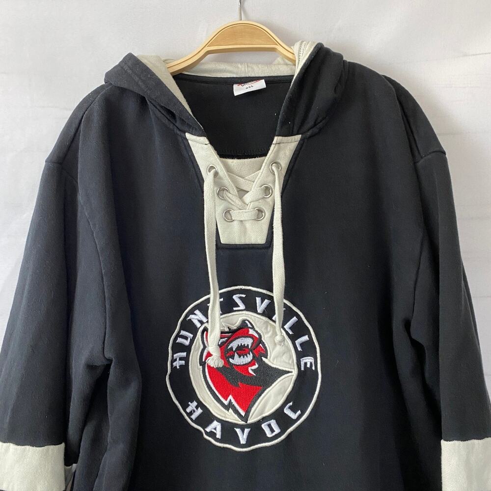 Viatran Huntsville Havoc Hockey Team Hoodie Sweatshirt Mens 2XL Black Colorblock - Picture 3 of 9